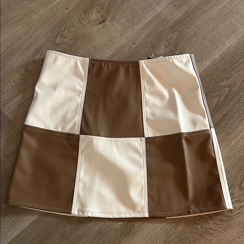 Pleather Checker Mini Skirt